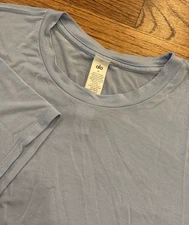 Alo Cropped All Day Short Sleeve T-Shirt Light Blue M Medium Modal