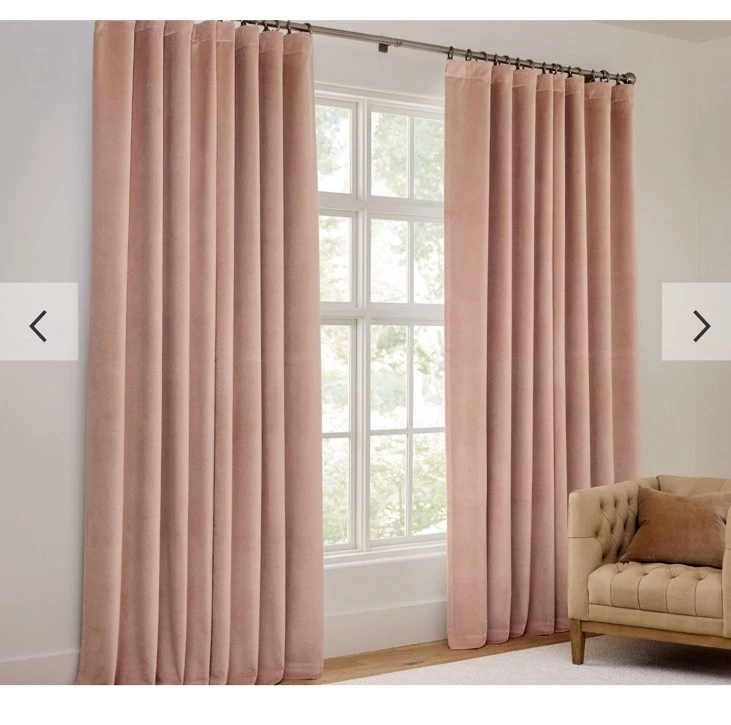 Pottery Barn Velvet Twill Blackout Curtain Panel Drape Blush 108" #B1024