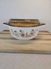 Rare Vintage Pyrex England JAJ Country Autumn Casserole Dish With Amber Lid 8...