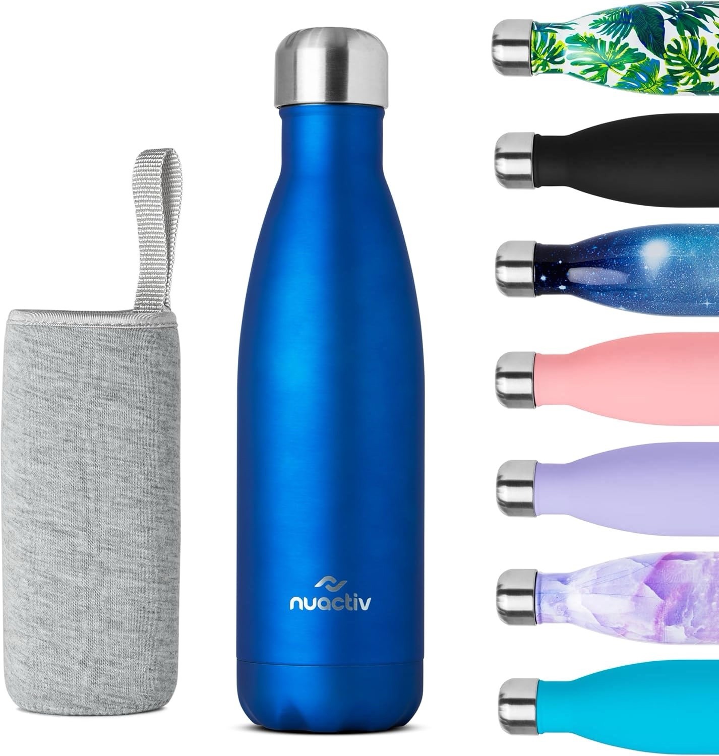 Bouteille isotherme 500ml Nuactiv acier inoxydable gourde étanche bleu foncé sans BPA