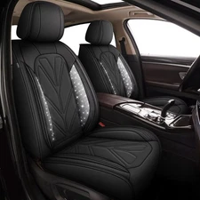Bling Diamond Leather Seat Covers For Dodge Durango 2007-2024 (Black,5 Seats)