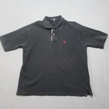 Burberry London Polo Shirt Mens Medium Black Logo Nova Check Accent Golf Tennis