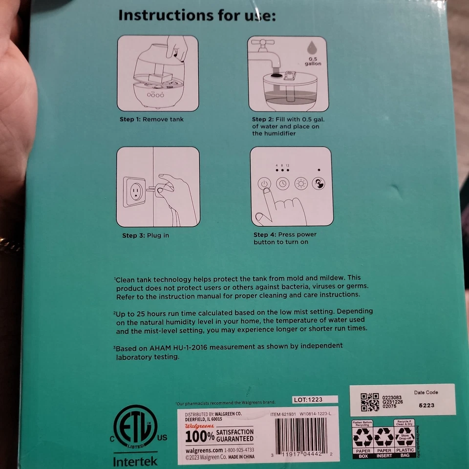 Walgreens 3-in-1 Ultrasonic Humidifier Night Light Diffuser - Image 4 of 4