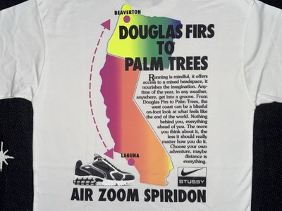 NIKE X STUSSY AIR ZOOM SPIRIDON DOUGLAS FIRS PALM TREES T-SHIRT SZ