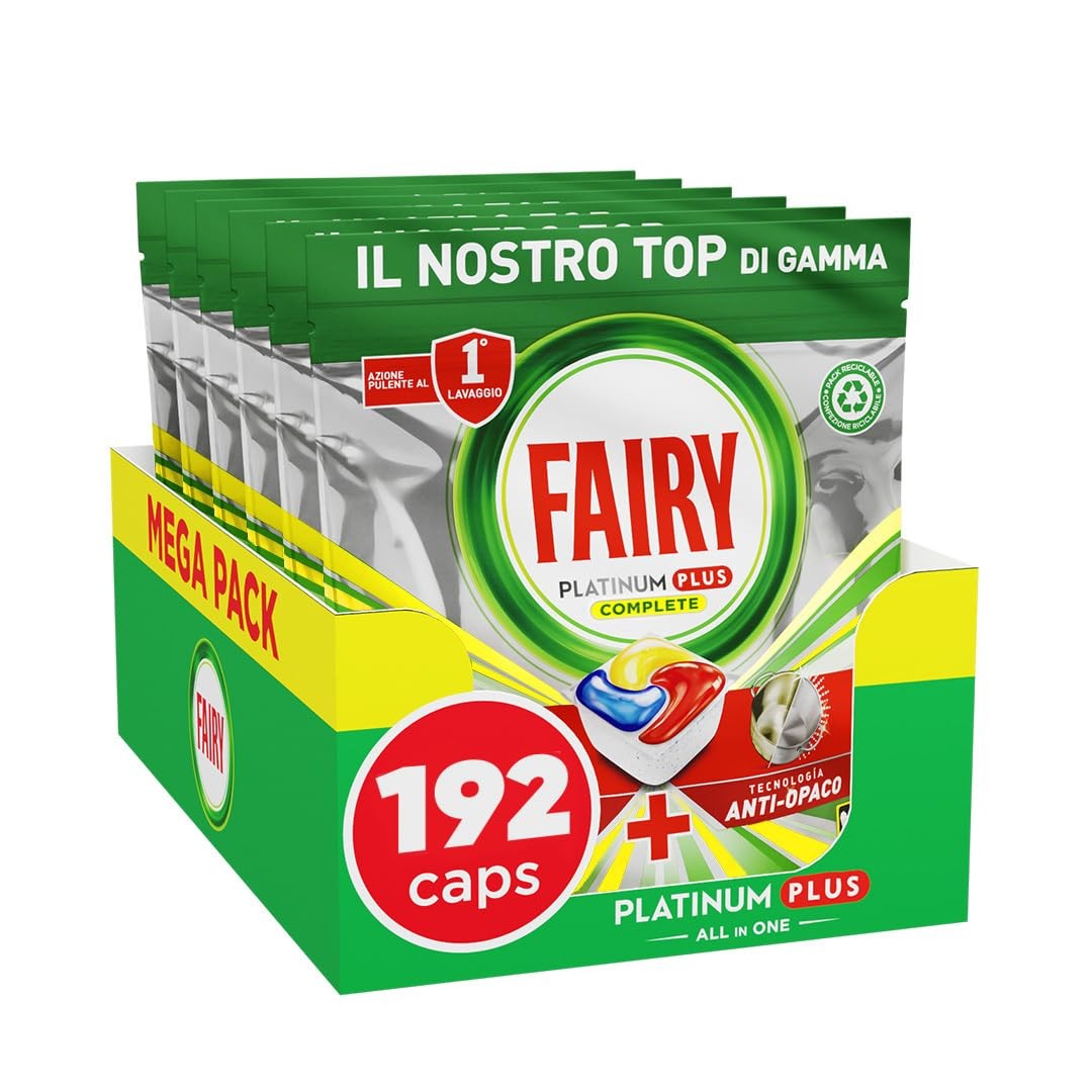 Fairy Platinum Detersivo Pastiglie Lavastoviglie Plus Complete Brillantante 192