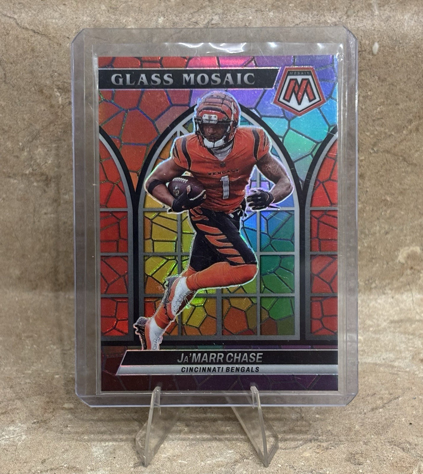 2022 Panini Mosaic Football Ja'Marr Chase Glass Mosaic #GM-17 SSP CASE HIT