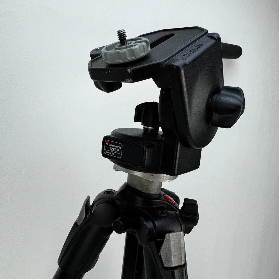 Manfrotto 190XDB Video Photography Tripod w/ 128 LP Head & Mount Made In Italy - Image 4 of 4