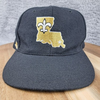 Vintage New Orleans Saints Hat Cap Snap Back Black Logo Blockhead NFL 100% Wool