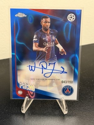 2025-26 Topps Chrome UEFA UCC Willian Pacho Auto Blue Lava /150 PSG Color Match