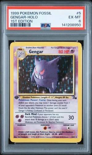 1999 Pokemon Fossil Gengar Holo 1st Edition PSA 6 #5