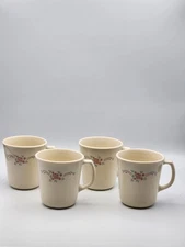 VTG. Corelle Corning English Breakfast Mug Cup Set Of 4 Blue Pink Floral USA