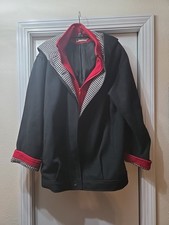 Herman Kay Vintage Wool Blend Coat Black with Accent Lined Mid-Length Size 6 USA