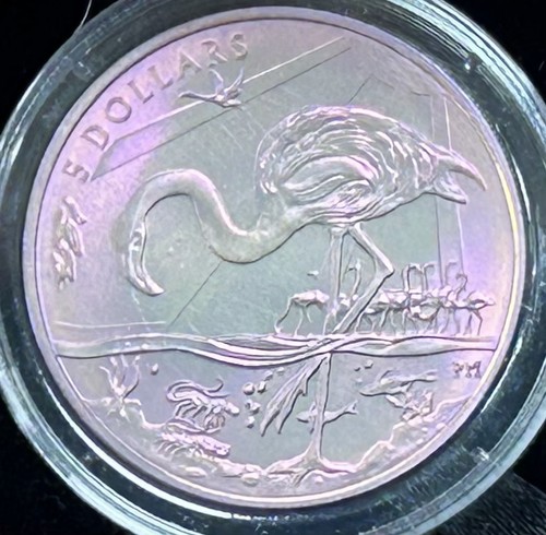 E 2015 British Virgin Islands Titanium $5 Coin Pink Flamingo Gem BU in OGP