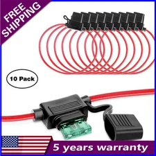 10PCS 12 Gauge ATC 25A Inline Blade Fuse Holder 12 AWG Wire Copper Protection US