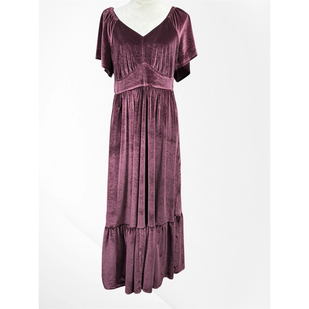 burgundy flower dresses Nobu | Burgundy Bandeau Maxi Dress With Halter-Collar main image 0