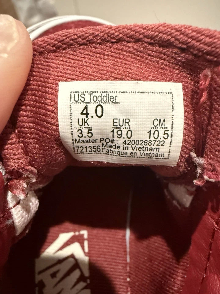 Zapatillas deportivas Vans para niños rojas de gamuza con cordones blancos niño pequeño 4 Foto 3 de 4