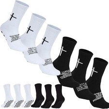 "6 Pairs Cross Grip Soccer Socks for US 6-13 - Anti-Slip Christian Socks with Bi