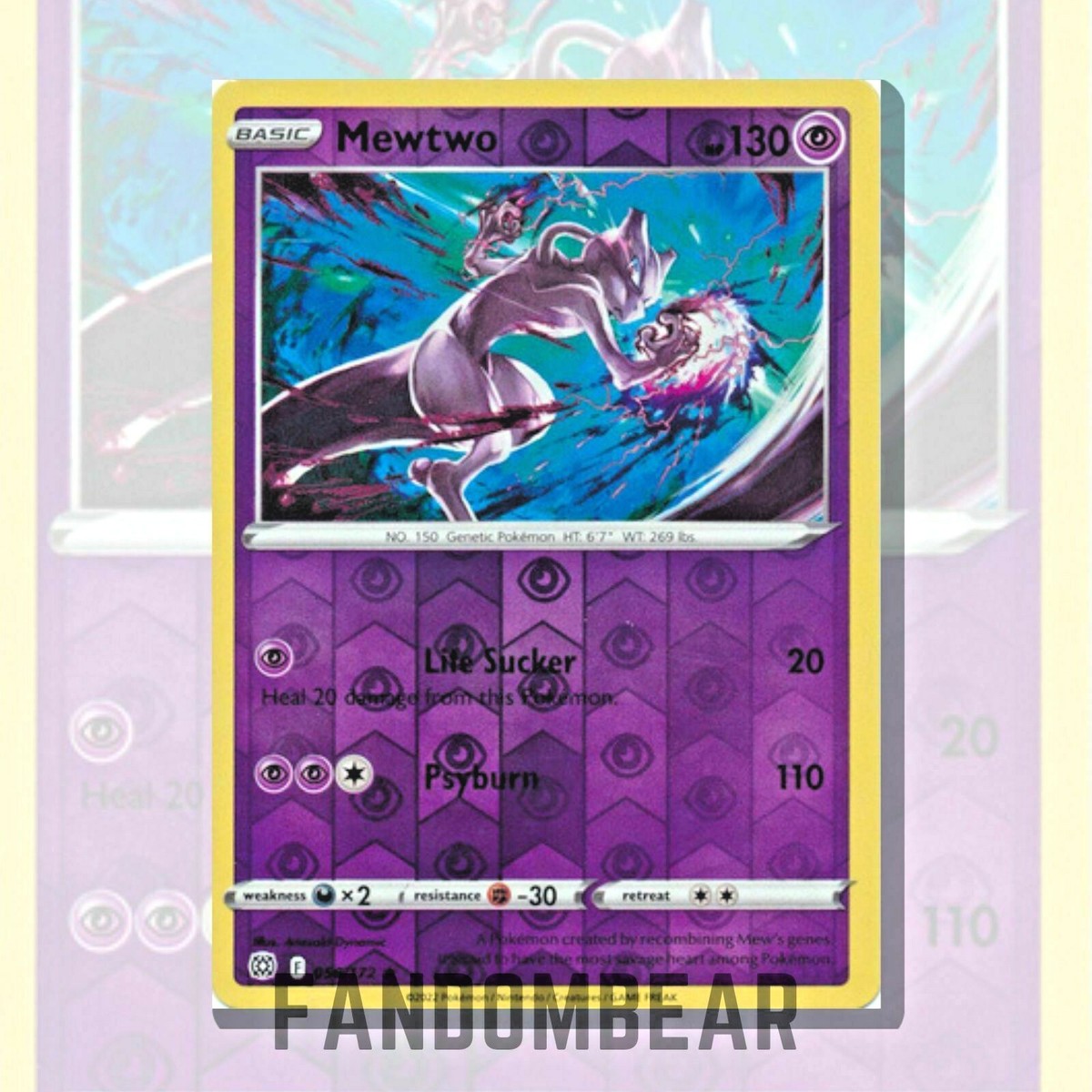 Mewtwo REVERSE HOLO RARE card - 56/172 Brilliant Stars 2022