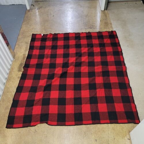 Marlboro Country Store Throw Blanket Buffalo Plaid Red Black Wool 65x60 USA - Picture 6 of 8
