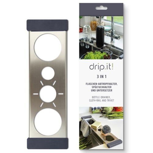 Drip It Stainless Steel Sink Caddy 3-Bottle Holder For Sodastream & Aqua Fizz - Picture 2 of 14