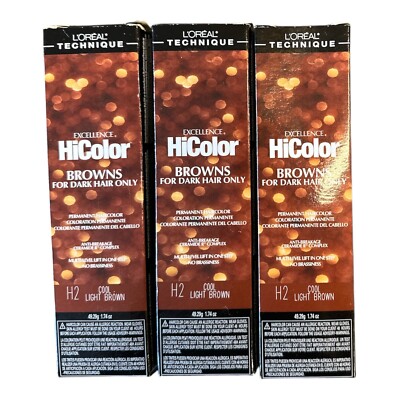 L'Oreal Excellence HiColor Permanent Hair Dye Light Brown Cream 3-Pack