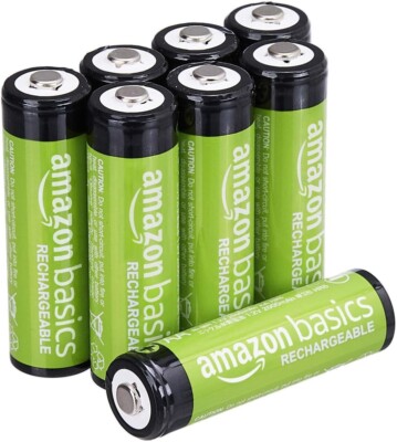 Amazon Basics 8-Count Rechargeable AA NiMH Batteries 2000 mAh Recharge 1000x