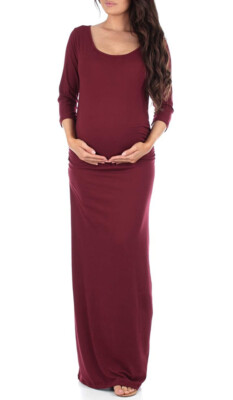 Mother Bee Women's Ruched Open Shoulder Maternity Dress, Size: XL, Red Mother Bee Women's Ruched Open Shoulder Maternity Dress, Size: XL, Red