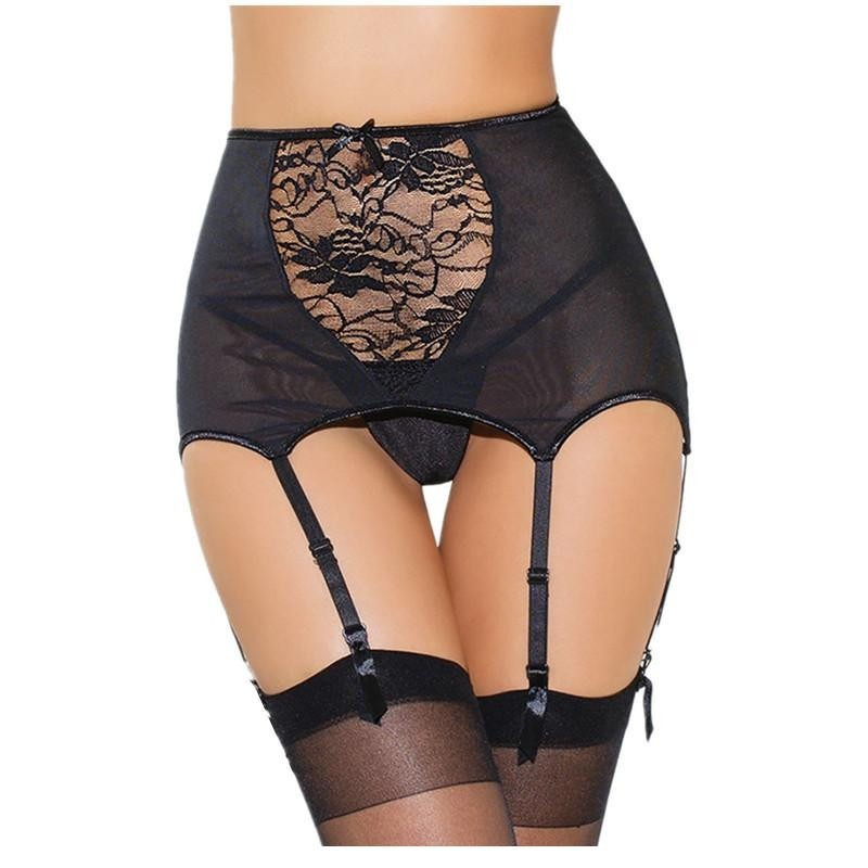 sexy lingerie garters Women High-waist Lace Hollow-out Garter Belts Sexy Lingerie Plus Size  Underwear