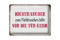 Blechschild Spruch 40X30 Cm Nichtraucher Bitte Vor Die TüR Deko Schild