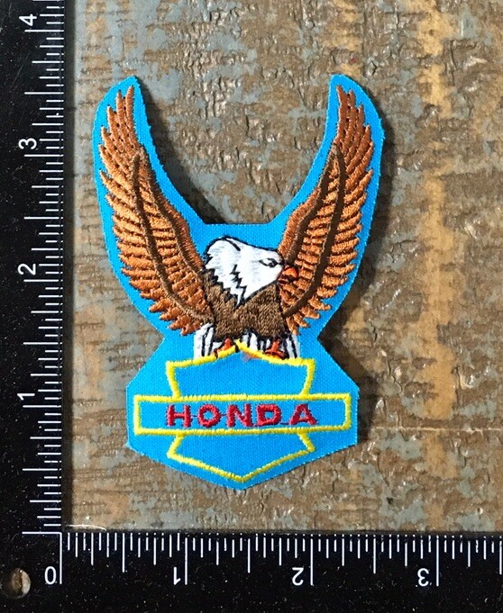 Vintage 1970s Honda Motorcycles Eagle Shield Logo Embroidered Iron-On Patch