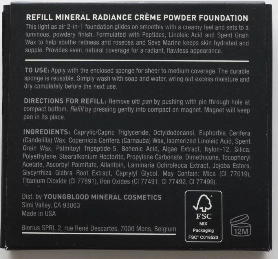 Youngblood Refill Mineral Radiance Creme Powder Foundation Coffee Color .25oz/7g - Image 4 of 4
