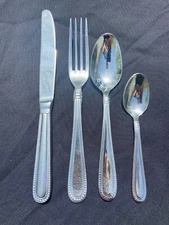 Fortessa Caviar 18/10 Stainless Steel Flatware, 4 pc, Set of 12 (48 pcs total)