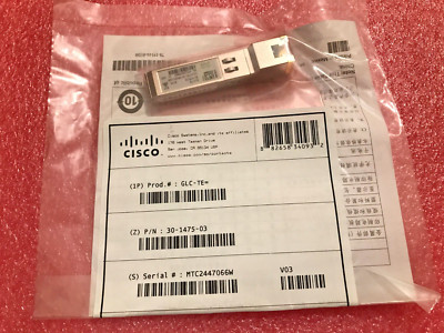 New Cisco GLC-TE  1000BASE-T SFP COPPER RJ-45 100M TRANSCEIVER W/HOLO