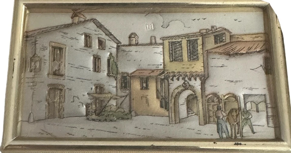 Argento silver FRAMED panel STERLING Paesaggio ITALIAN COUNTYSIDE landscape .925 - Image 3 of 4