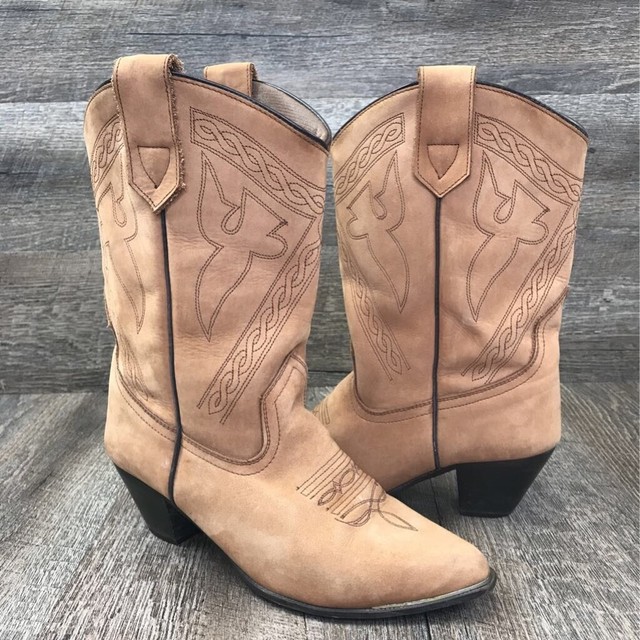 Oak Tree Farms Women's Tan Block Heel Mid Calf Western Cowboy Boot 8.5 | eBay