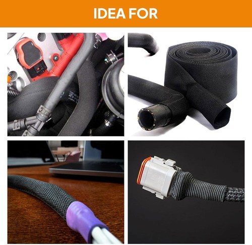 Black 2:1 Ratio Automotive Heat Shrink Braided Sleeving Tube Protect Cable/Wires - Picture 11 of 12