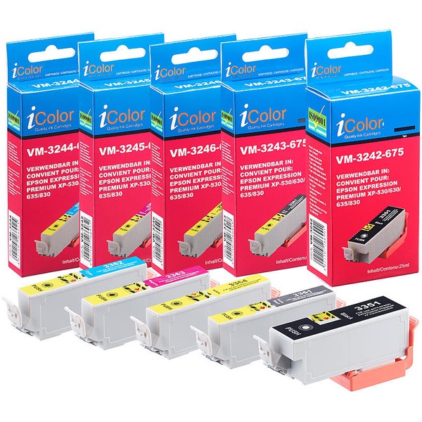 Icolor Tintenpatronen Colorpack Epson (Ersetzt T3357 / 33XL), Bk/Pbk/C/M/Y-image