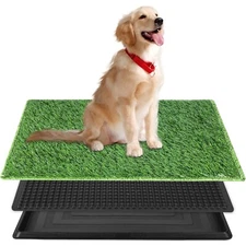 25x20” Dog Grass Potty Pad with Tray – Indoor Outdoor Puppy Training Litter Box