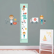 Personalised Cute Doctor Ambulance Measuring Height Growth Sticker Chart Pack  