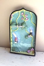 Student Made Hand Built Art Pottery Diorama Alien Bunny Jungle Gym Tableau