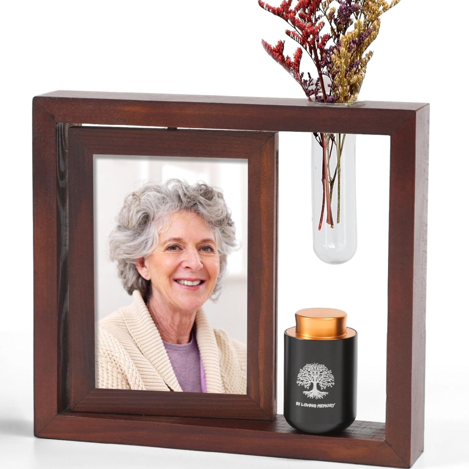 Mini Urn for Ashes with 4X6 Photo Frame and Hydroponic Plant Holder