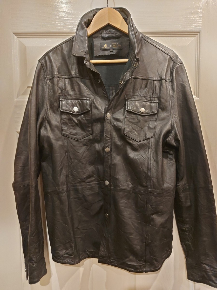 Label Lab Leather Shirt jacket Shacket M Black | eBay
