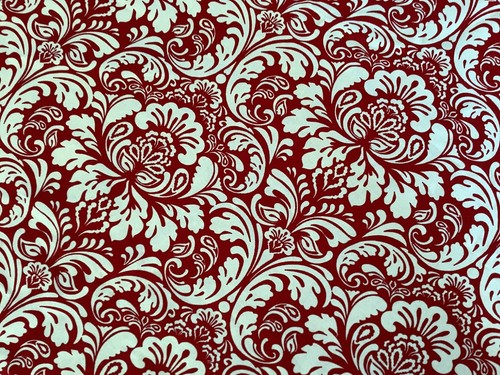 DII Red and White Floral Scroll Tablecloth Round 70" 100% Cotton Valentine - Picture 2 of 4