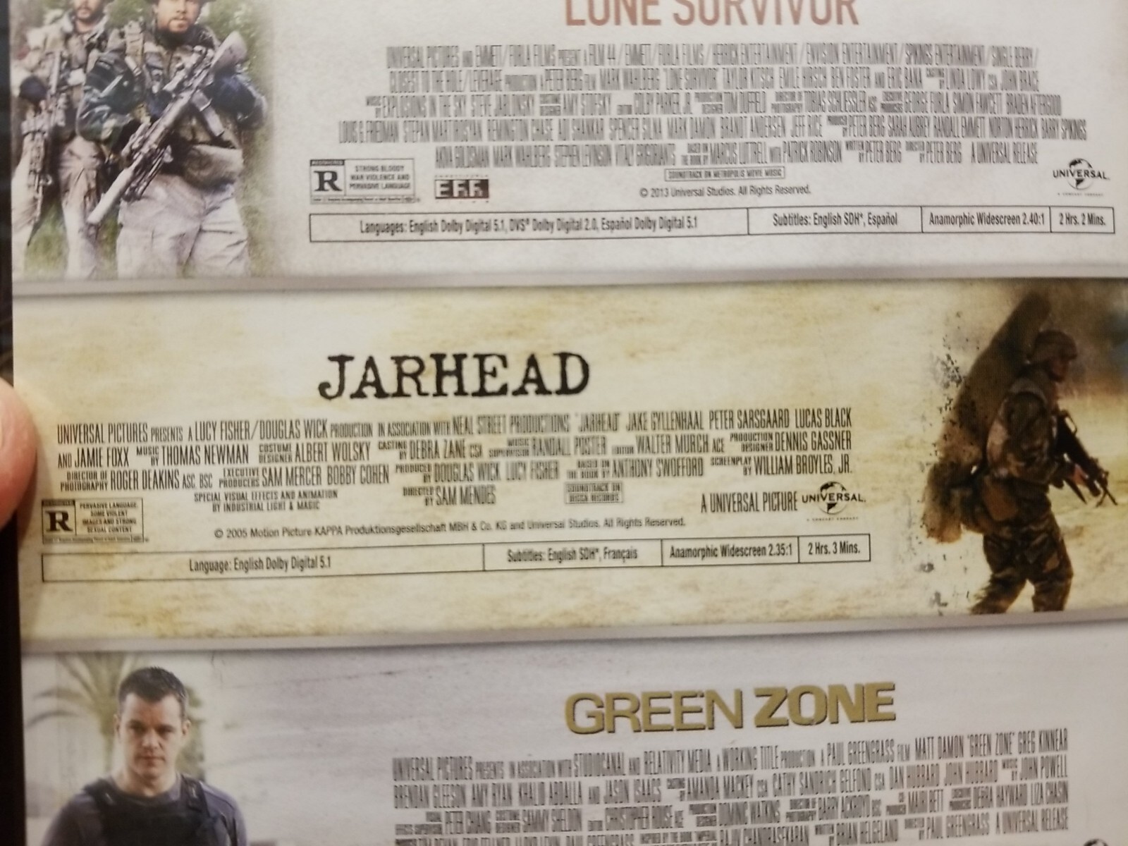 Lone Survivor / Jarhead / Green Zone Triple Feature DVD NEW