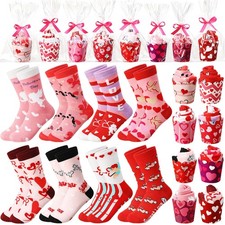 8 Pairs Valentines Cupcake Socks, Angel Heart Print, Cotton Mid Tube, Gift