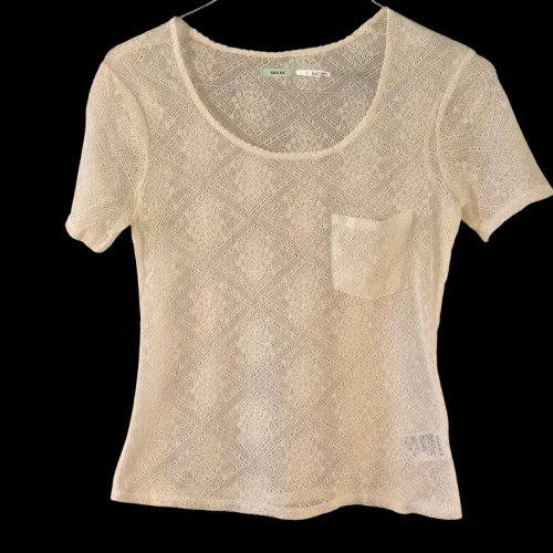 OFF WHITE Camicia Kimchi Blu Urban Outfitters Off White Pizzo Manica Corta Taglia S