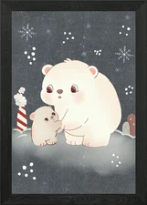 Winter Arctic Polar Bears Framed Wall Art Poster Canvas Print Picture