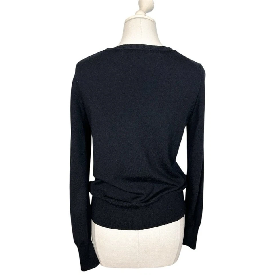 Banana Republic Y2K женщин M шерсти мериноса кнопка спереди черный кардиган свитер - Изображение 4 из 4