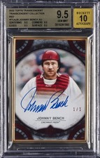 2022 TOPPS TRANSCENDENT AUTOGRAPH RED #TCAJB JOHNNY BENCH 1/1 BGS 9.5 AUTO 10