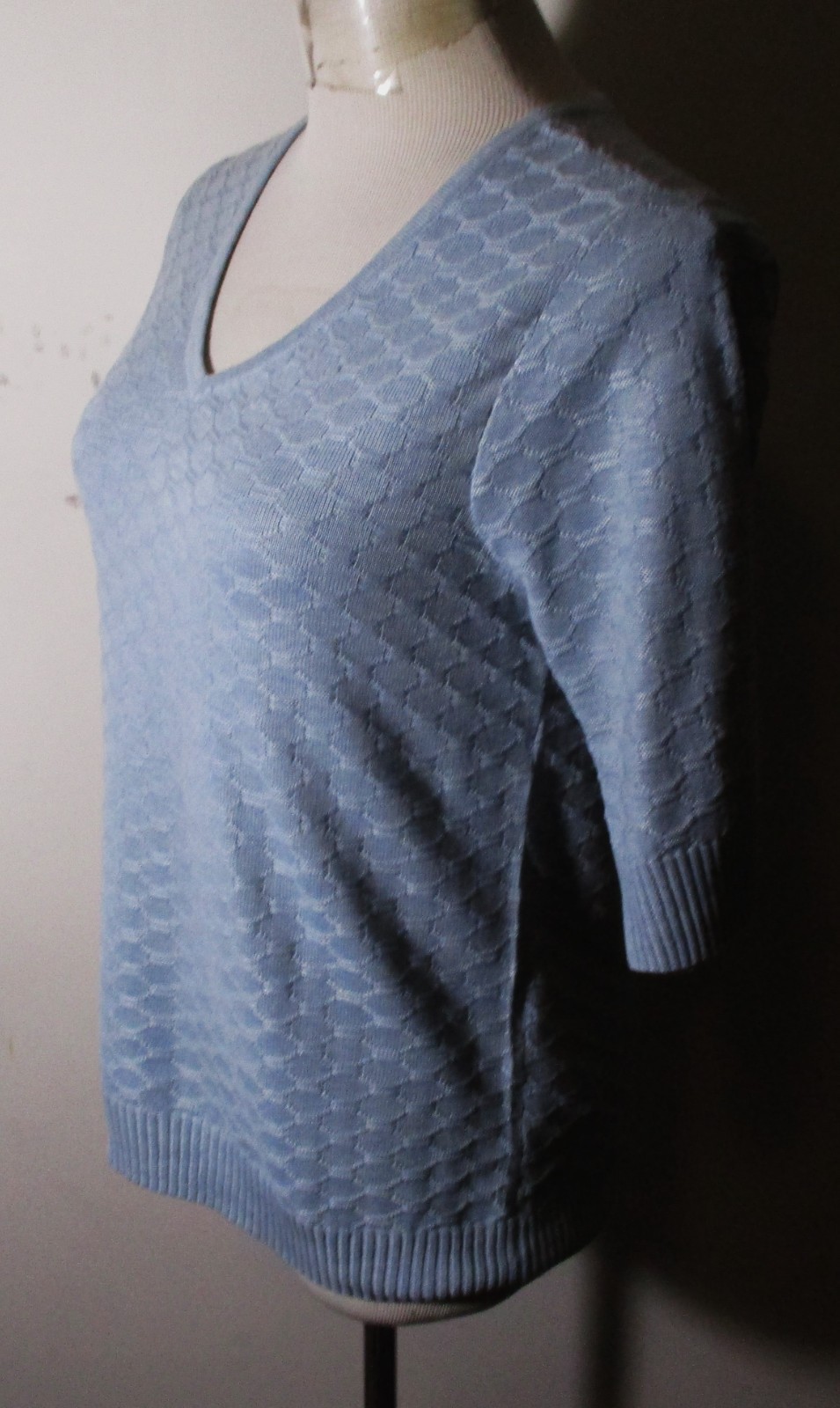 ELLA MOSS Blue Nylon Blend 3/4 Sleeve Top Women's Size S NWT